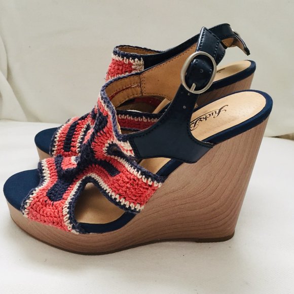 Lucky Brand Riverr Crochet Wedge Sandals 7.5 - Picture 4 of 8